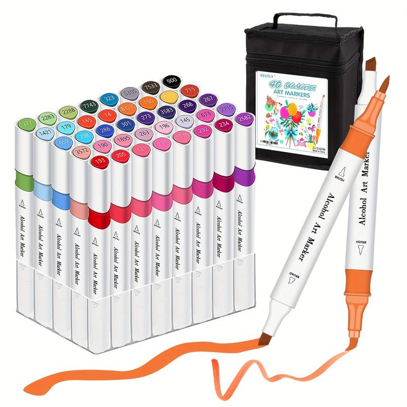 40 color Alcohol Marker Art Marker Set Dual head Pen Tip - Temu